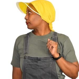 Vintage Sun Visor Yellow Sunhat Hat Terry Towel Bow Cap Saks Fifth Ave One Size